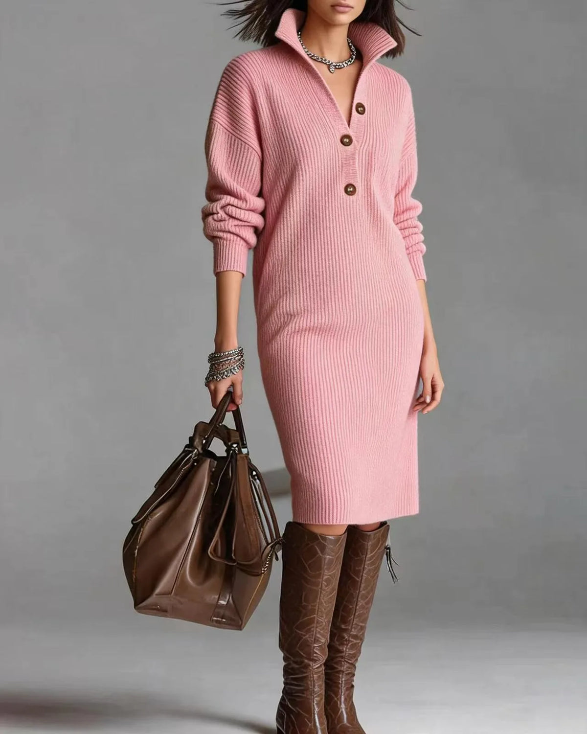 Haven | Women's Jumper Dress - Color:Pink;Size:S