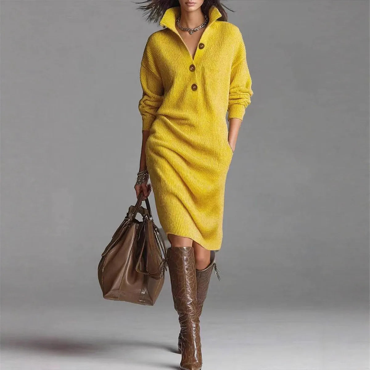 Haven | Women's Jumper Dress - Color:Yellow;Size:S