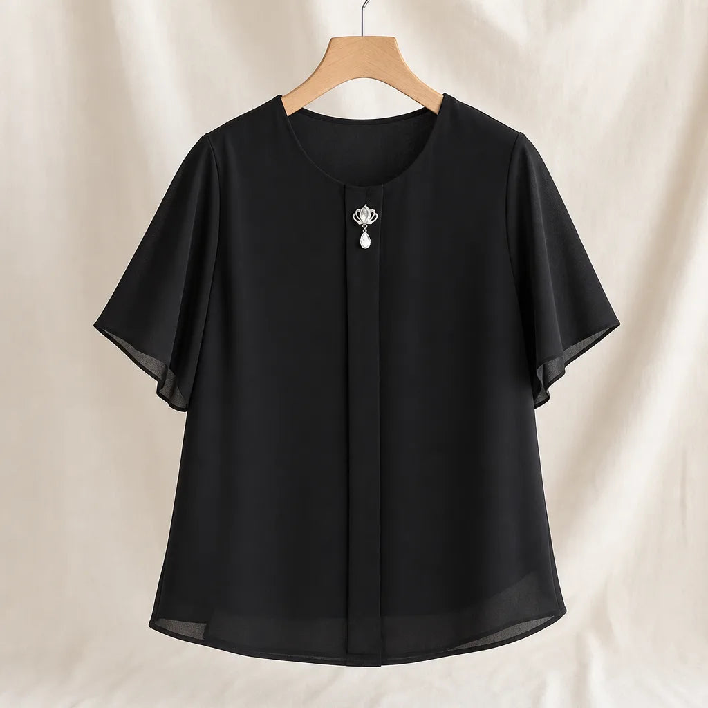 Hayes Bell-Sleeve Blouse - Color:Black;Size:2XL Bust 102 cm