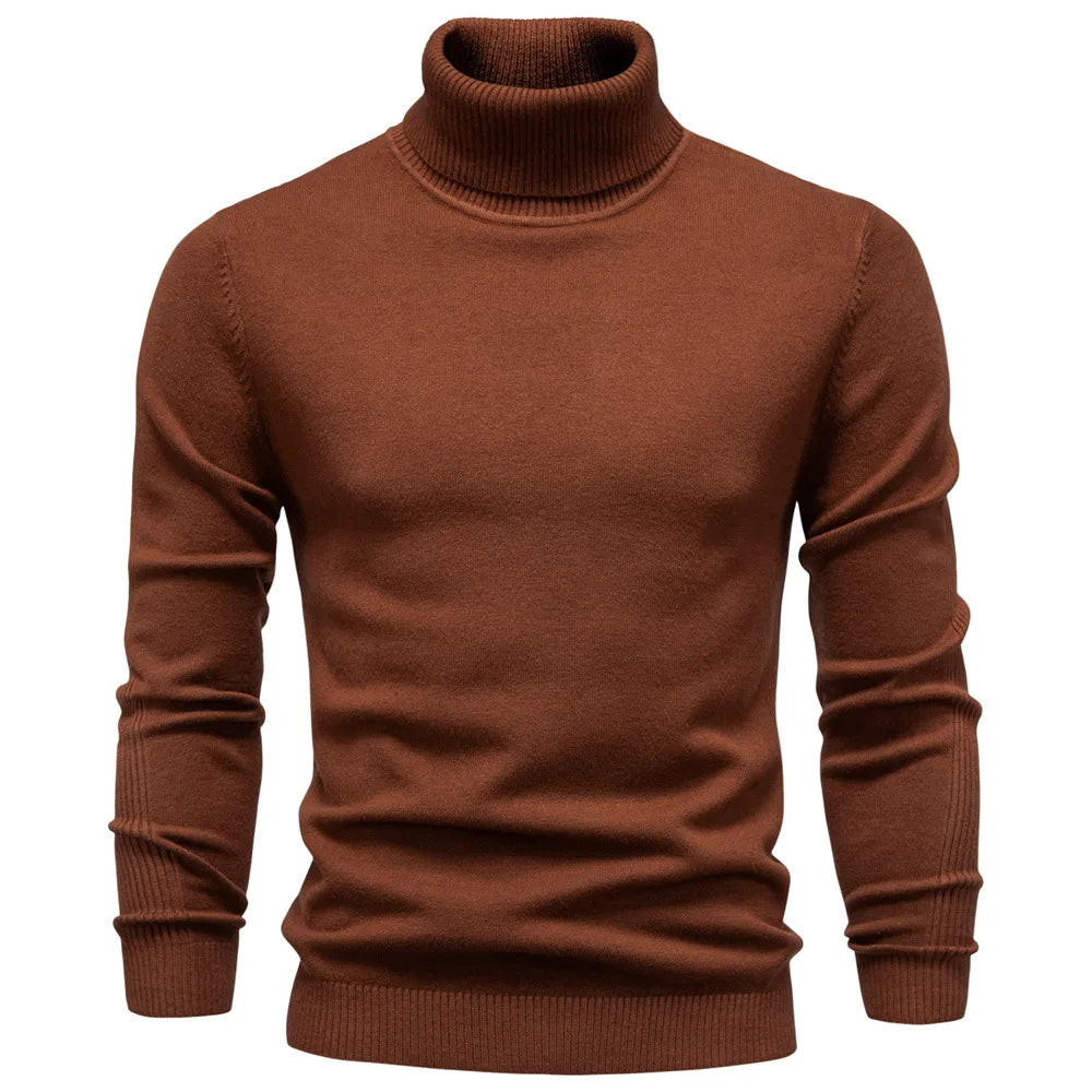 Haywood | Men's Turtleneck Knit Jumper - Size:S;Color:Coffee