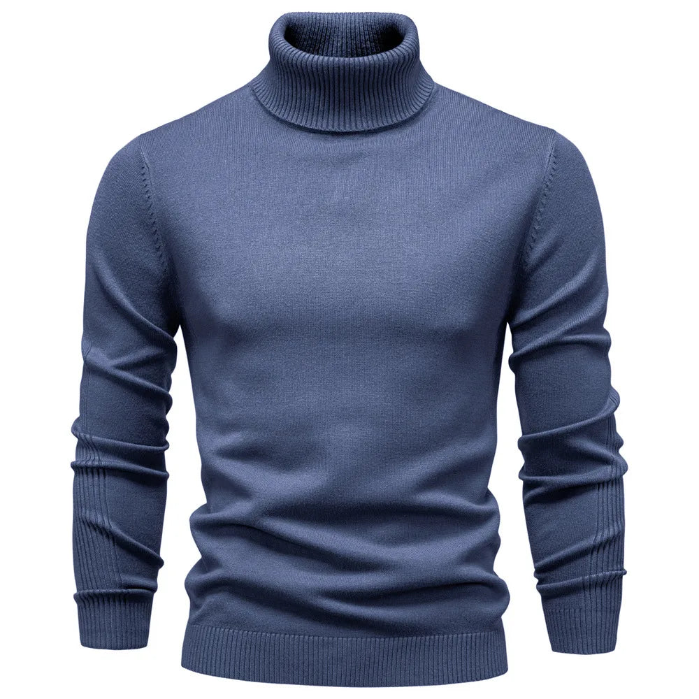Haywood | Men's Turtleneck Knit Jumper - Size:S;Color:Gray Blue