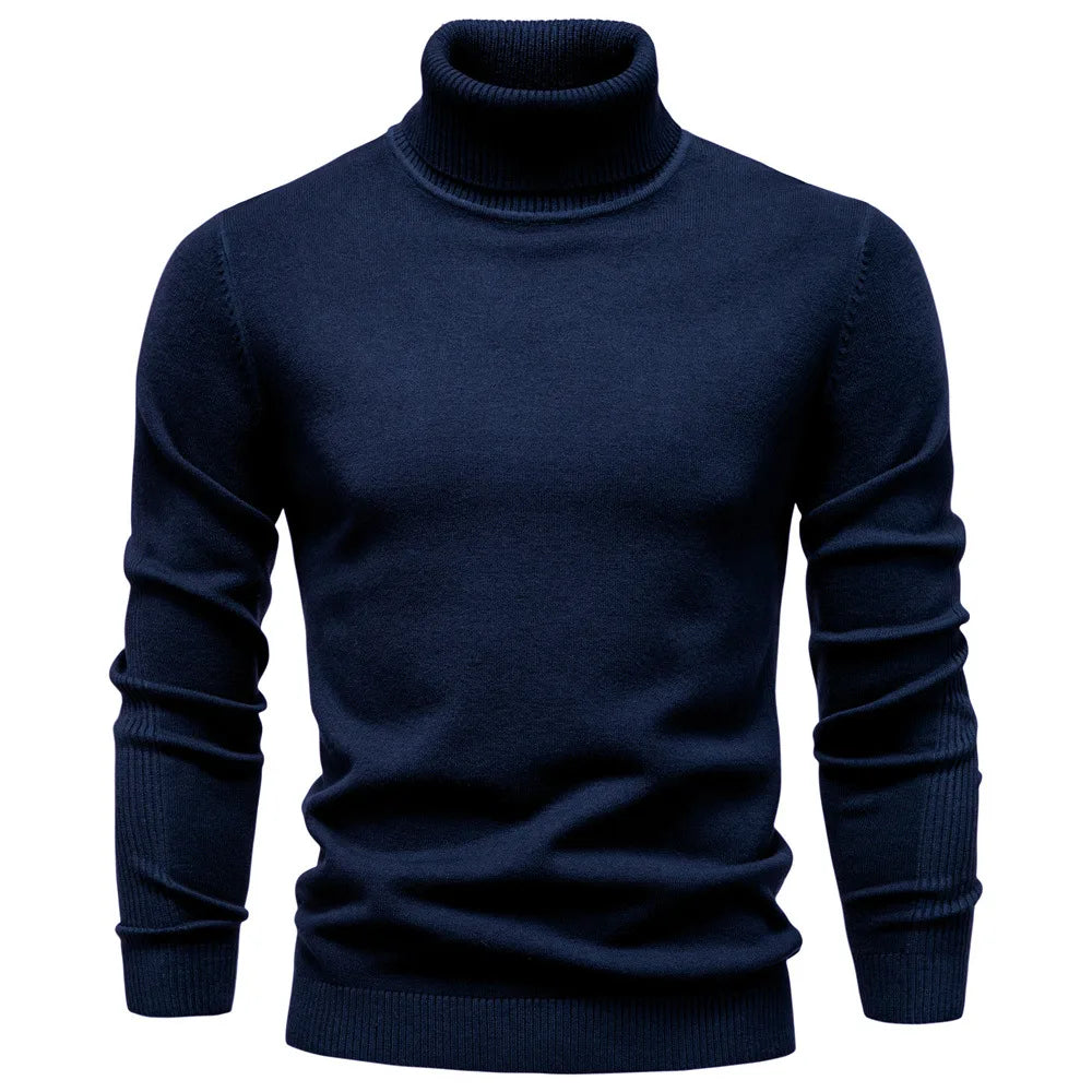 Haywood | Men's Turtleneck Knit Jumper - Color:Navy Blue;Size:S
