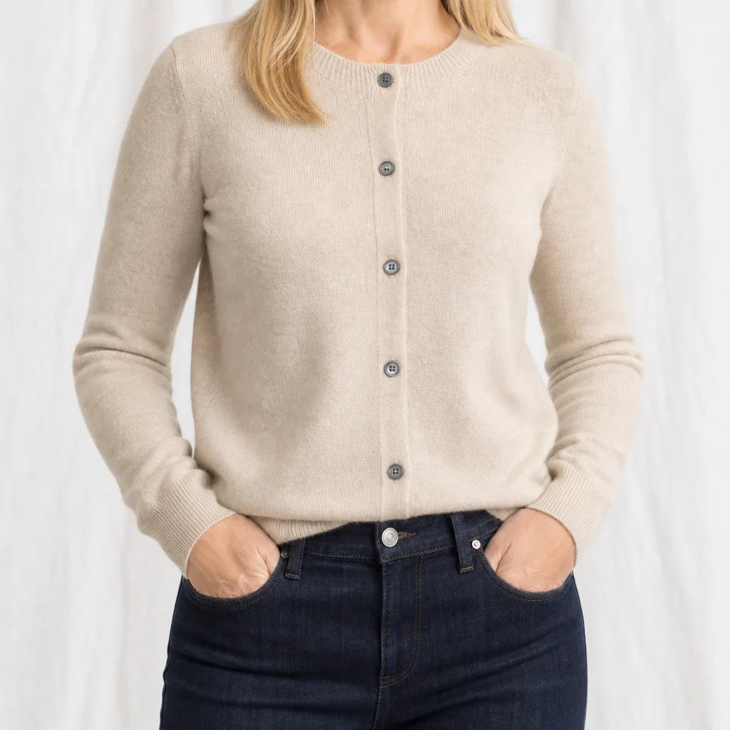Hazel Knit Cardigan - Color:Beige;Size:XS