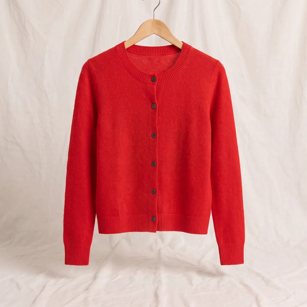 Women's Red Hugh Wool Knit Cardigan
