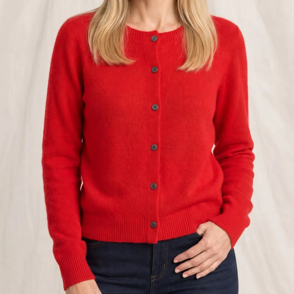Hazel Knit Cardigan - Color:Red;Size:XS