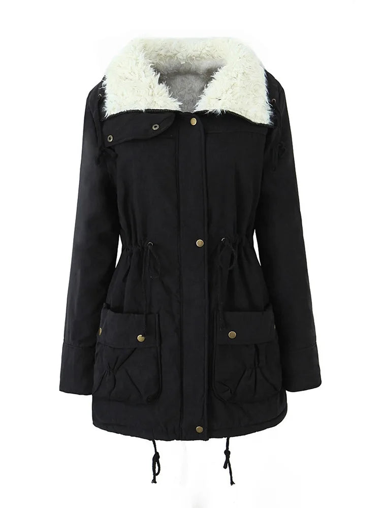 Hazel | Women's Cosy Winter Parka Coat - Color:Black;Size:XS