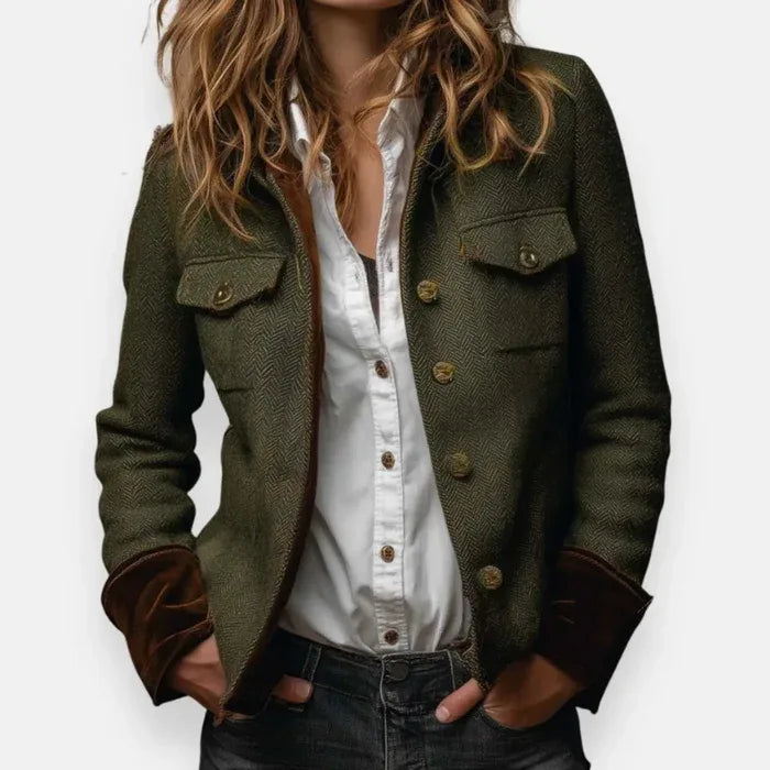 Heather | Women's Herringbone Jacket - Color:Green;Size:XXS