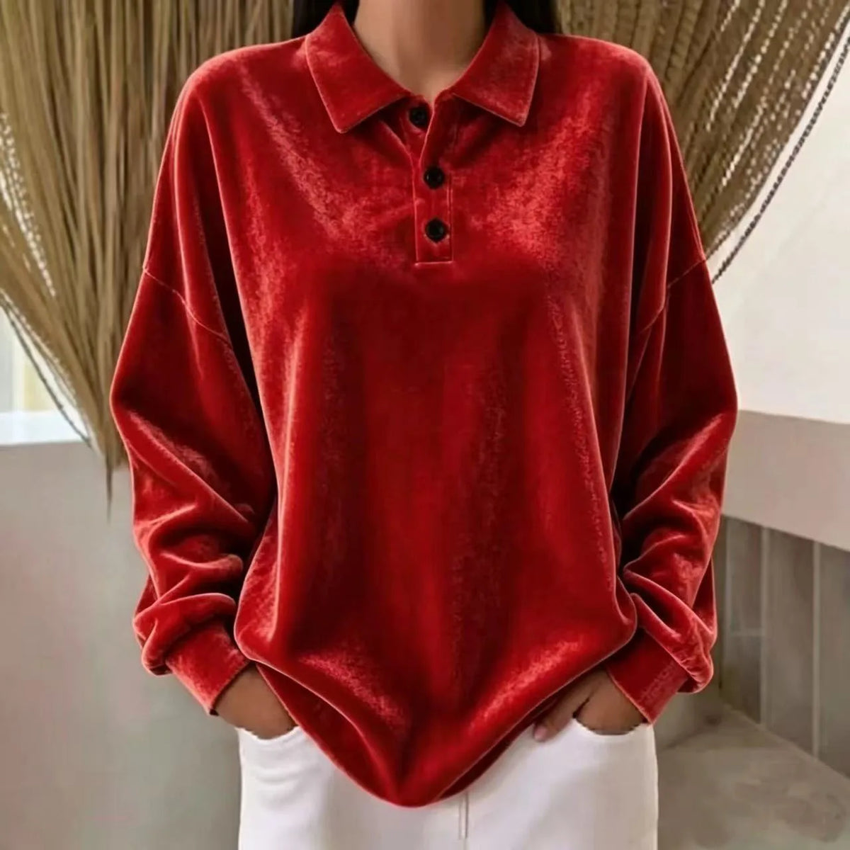 Hollie | Women's Velvet Jumper - Color:Burgundy;Size:XS