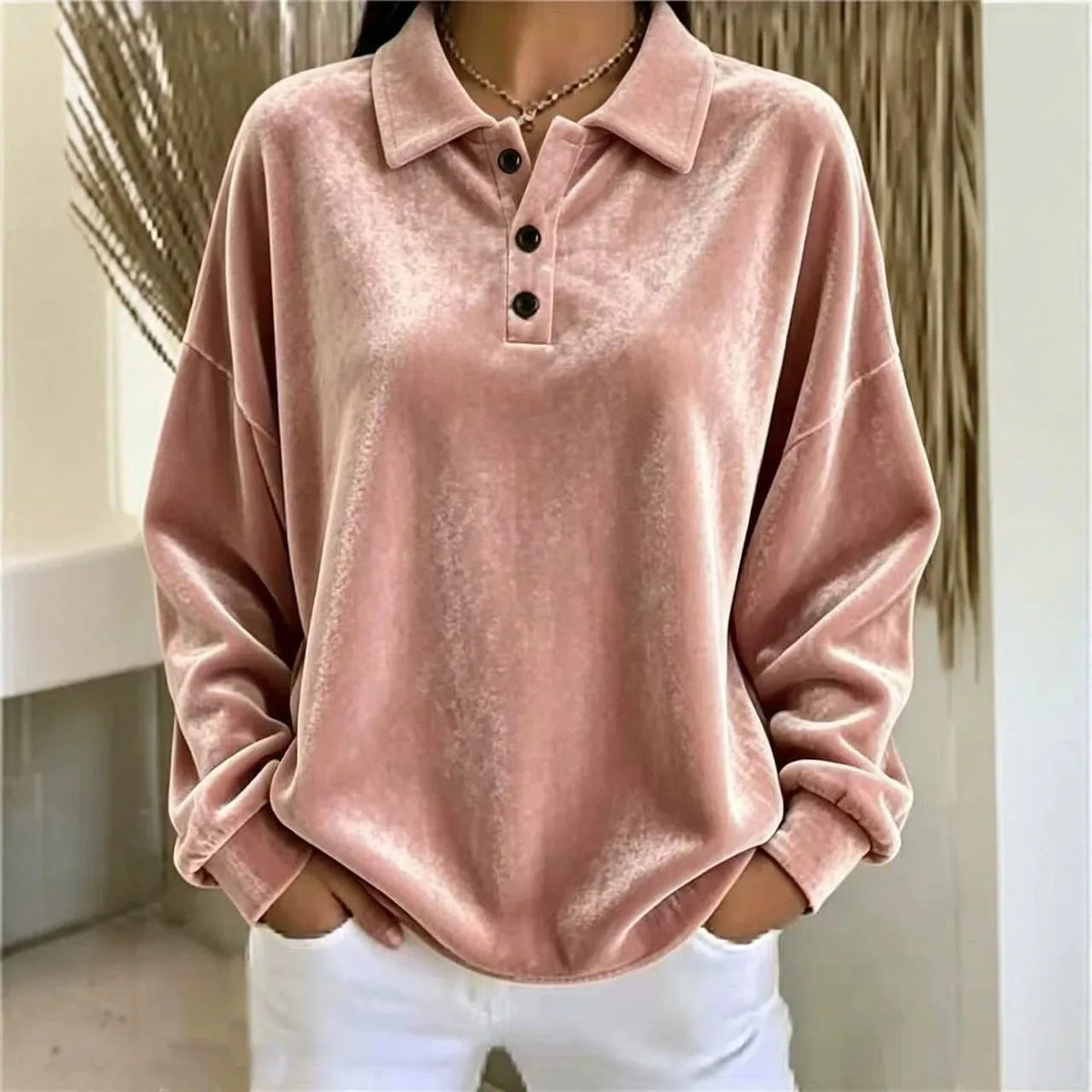 Hollie | Women's Velvet Jumper - Color:Pink;Size:XS