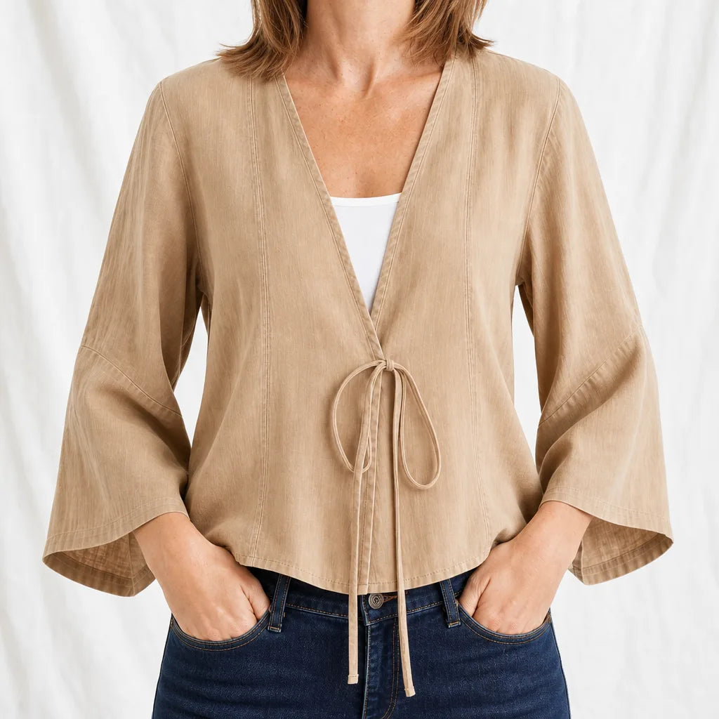 Hollister Tie Front Cardigan - Color:Beige;Size:S