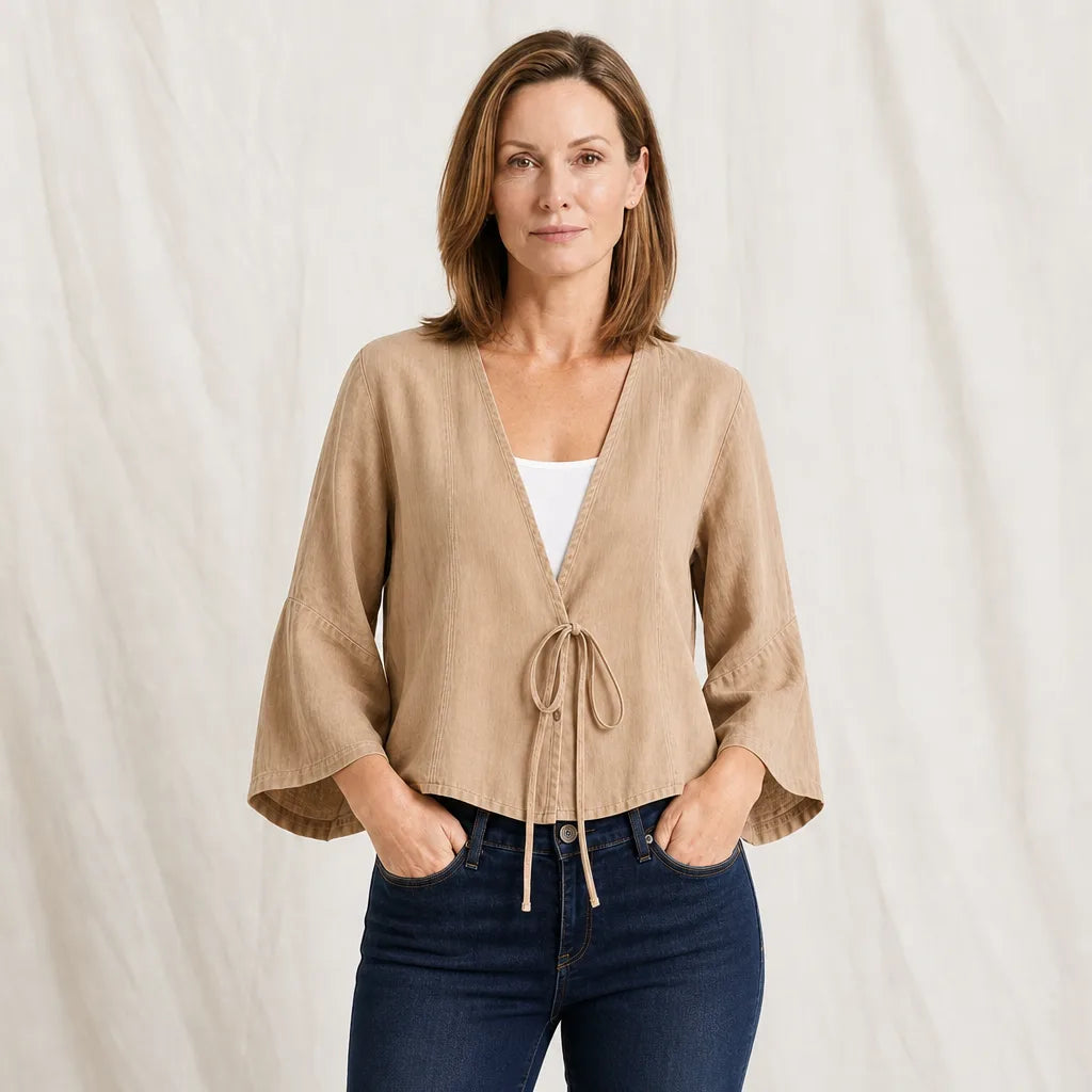Women's Beige Hollister Tie Front Cardigan