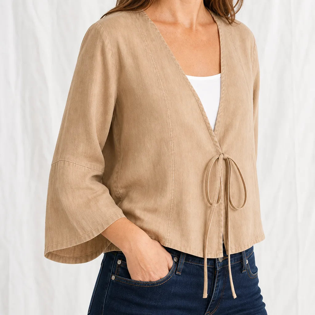 Women's Beige Hollister Tie Front Cardigan