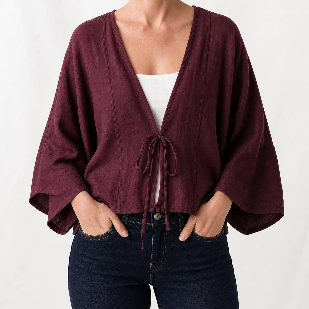 Hollister Tie Front Cardigan - Color:Red;Size:S
