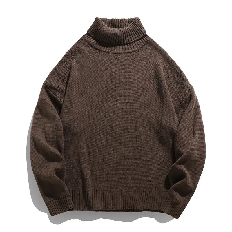 Horne | Men's Knitted Turtleneck Jumper  - Color:Brown;Size:S