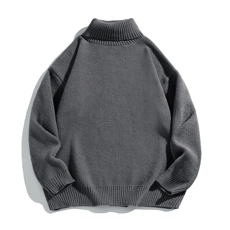 Horne | Men's Knitted Turtleneck Jumper  - Color:Dark Grey;Size:S