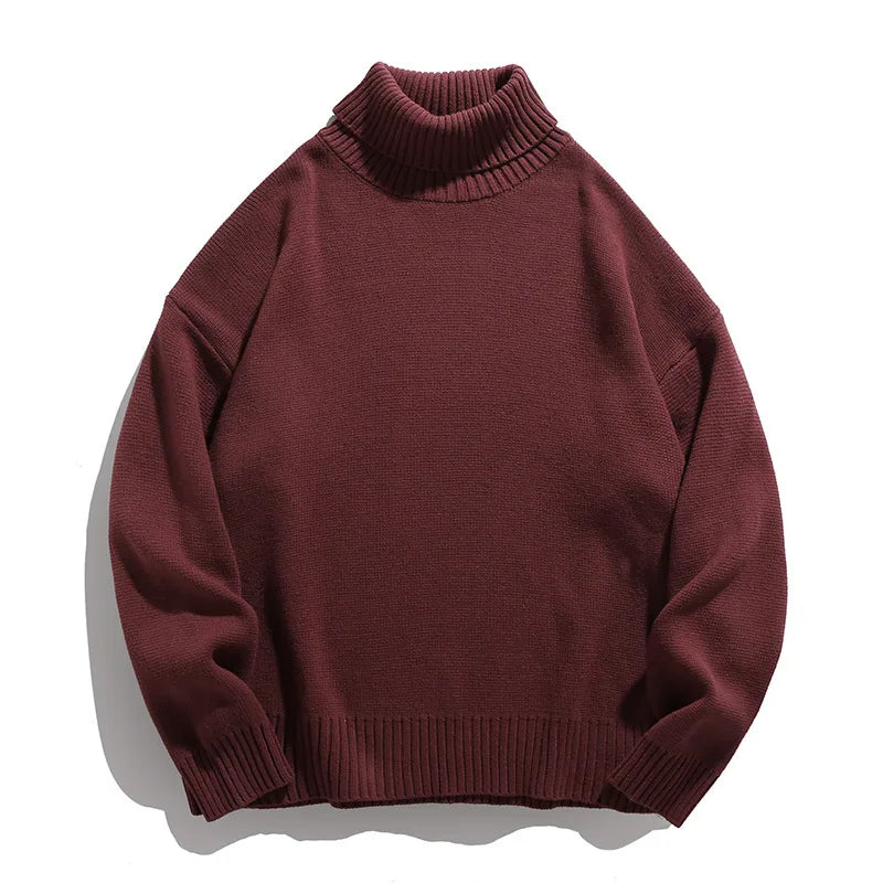 Horne | Men's Knitted Turtleneck Jumper  - Color:Red;Size:S