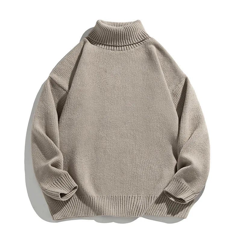 Horne | Men's Knitted Turtleneck Jumper  - Color:Taupe;Size:S