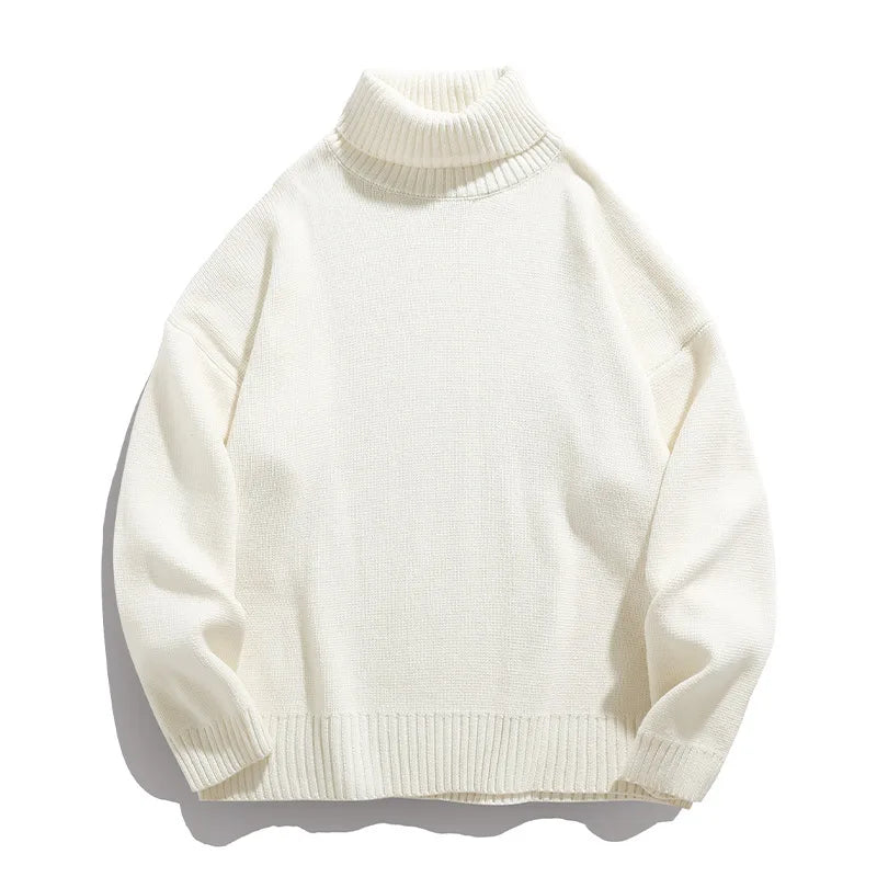 Horne | Men's Knitted Turtleneck Jumper  - Color:White;Size:S