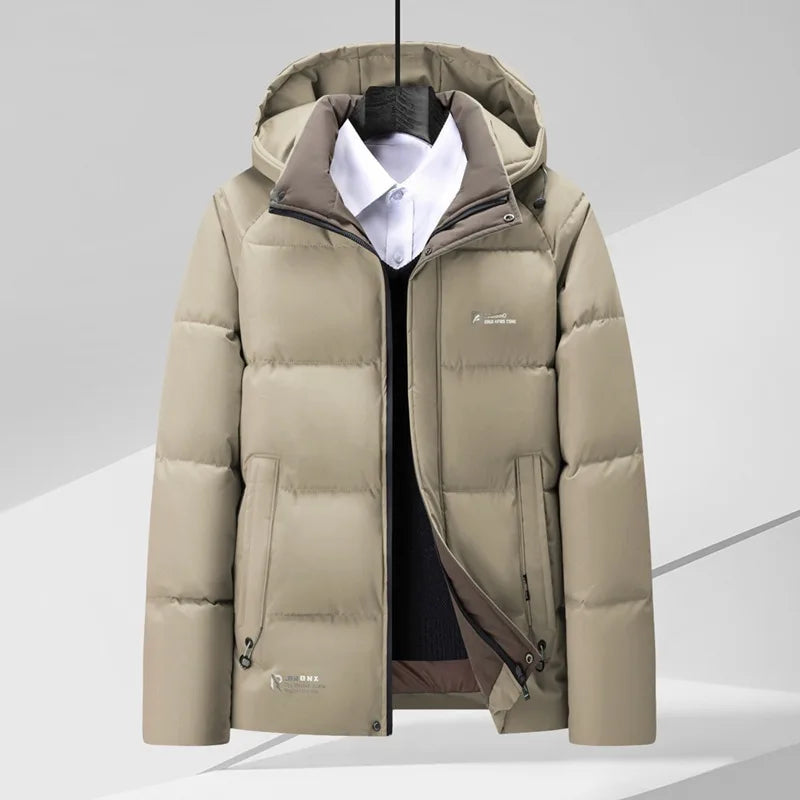 Hubbard | Men's Hooded Puffer Jacket - Color:Khaki;Size:L