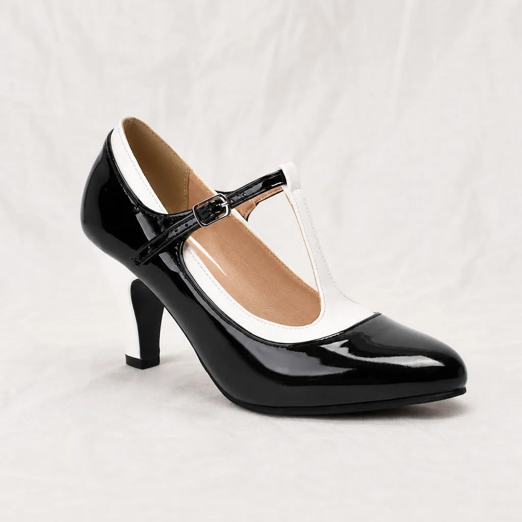Women's Black Iris Pointed Mary Jane Heels