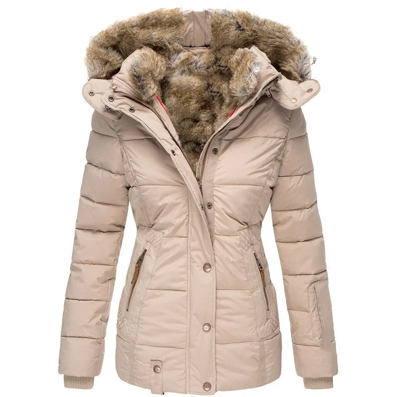 Izabella | Women's Cosy Hooded Puffer Trench Coat - Color:Pink;Size:XS