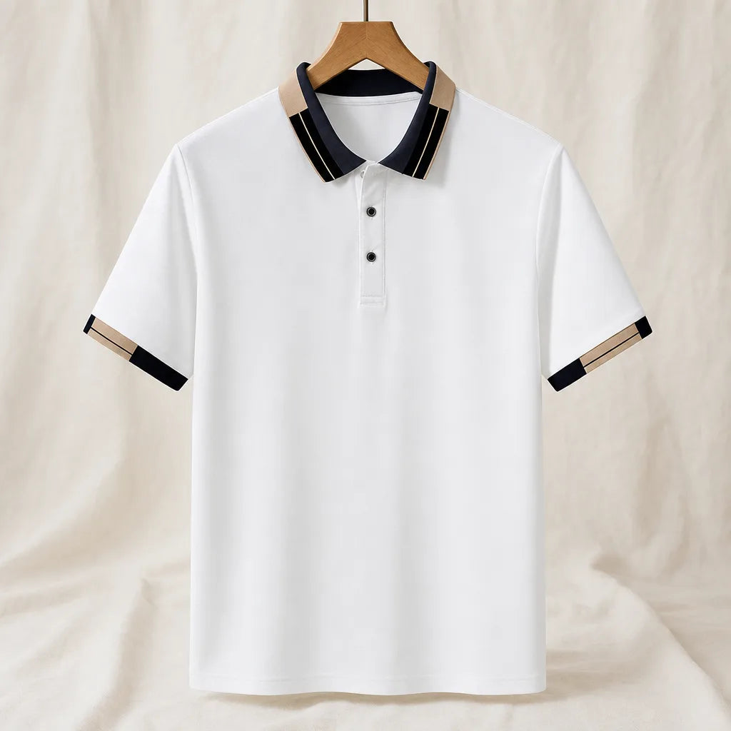 Jake Contrast Polo Shirt - Color:White;Size:S