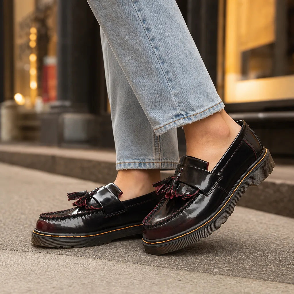 Jane | Women's Leather Orthopedic Loafers (Copy) - Color:Burgundy;Size:35