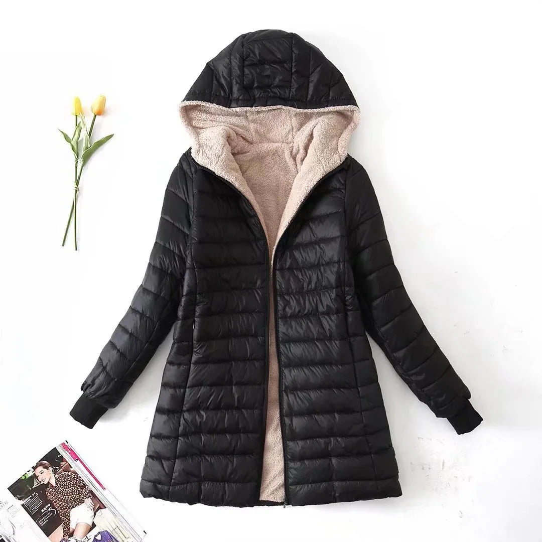 Jaya | Women's Fleece lIned Puffer Coat - Color:Black;Size:XS