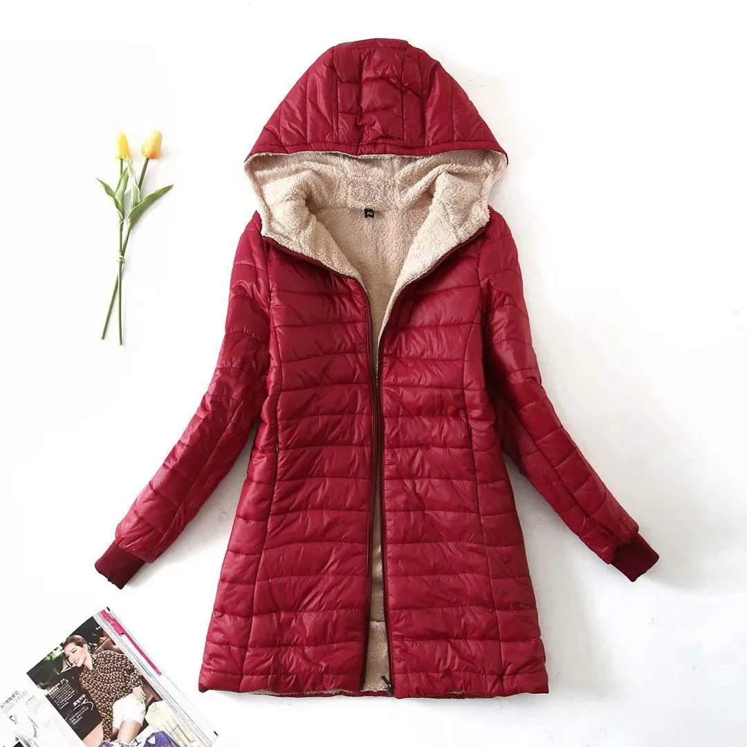 Jaya | Women's Fleece lIned Puffer Coat - Color:Red;Size:XS