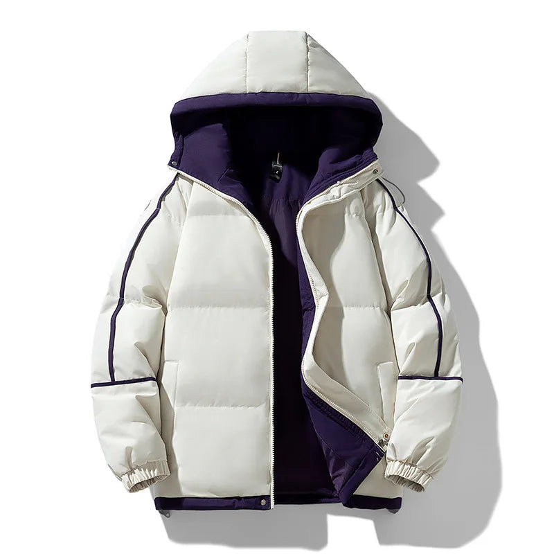 Jefferson | Men's Hooded Padded Winter Jacket - Color:Beige;Size:XS