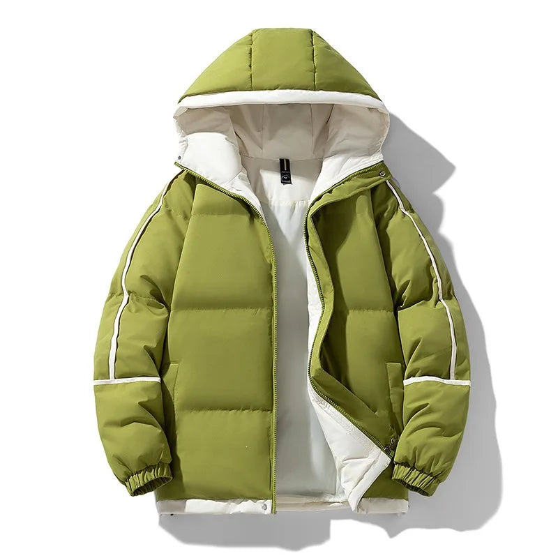 Jefferson | Men's Hooded Padded Winter Jacket - Color:Mustard Green;Size:XS