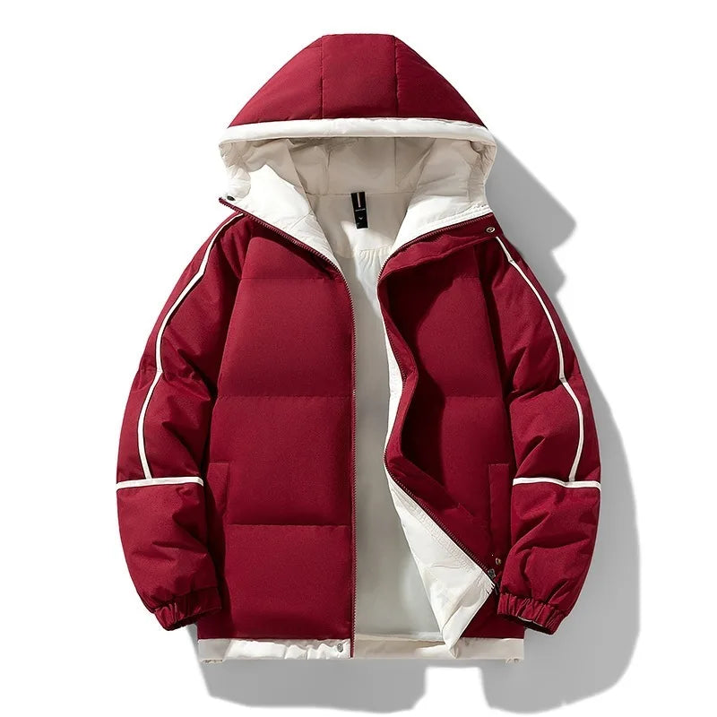 Jefferson | Men's Hooded Padded Winter Jacket - Color:Red;Size:XS