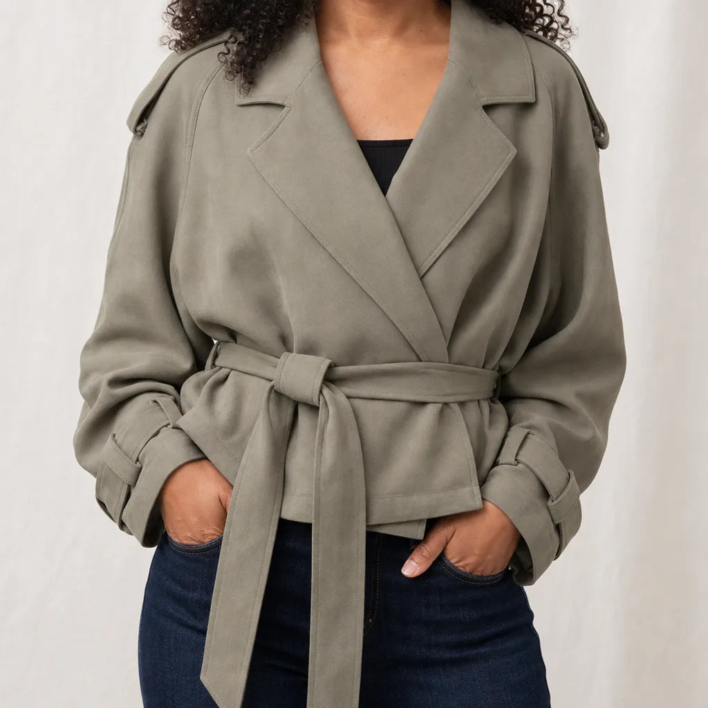 Jennifer Trench Coat - Color:Green;Size:XS