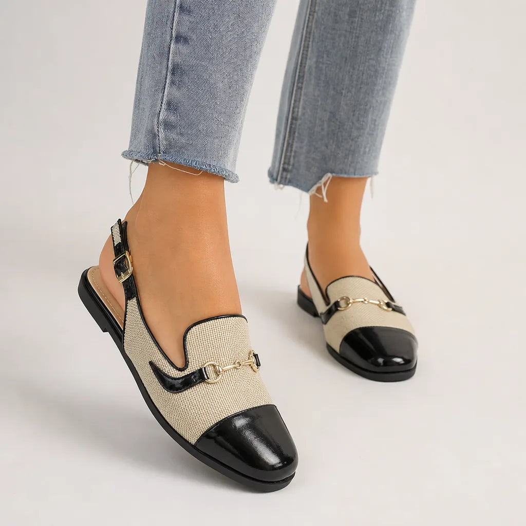 Black Jessa Canvas Slingback Flats 1