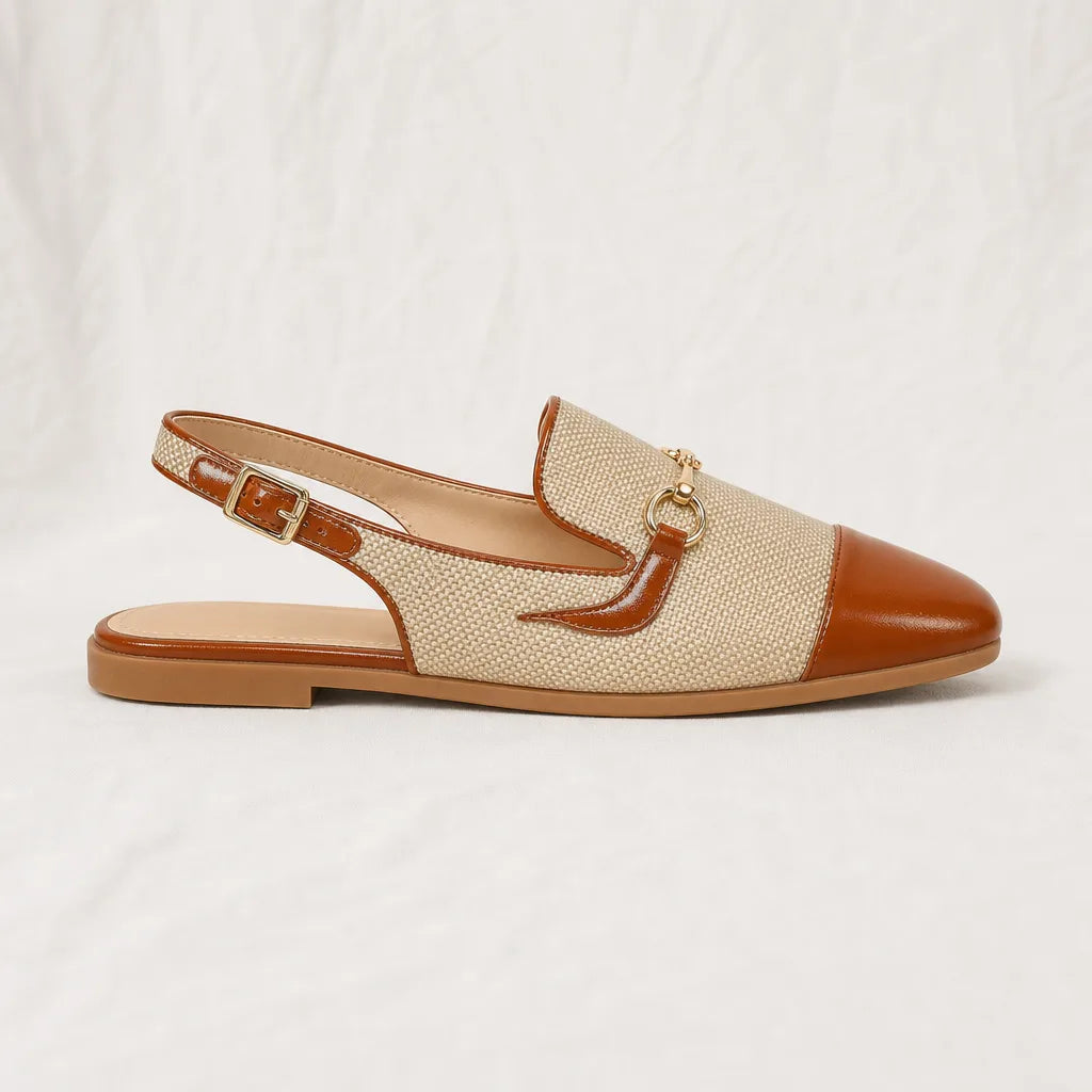 Jessa Canvas Slingback Flats - Color:Brown;Size:35