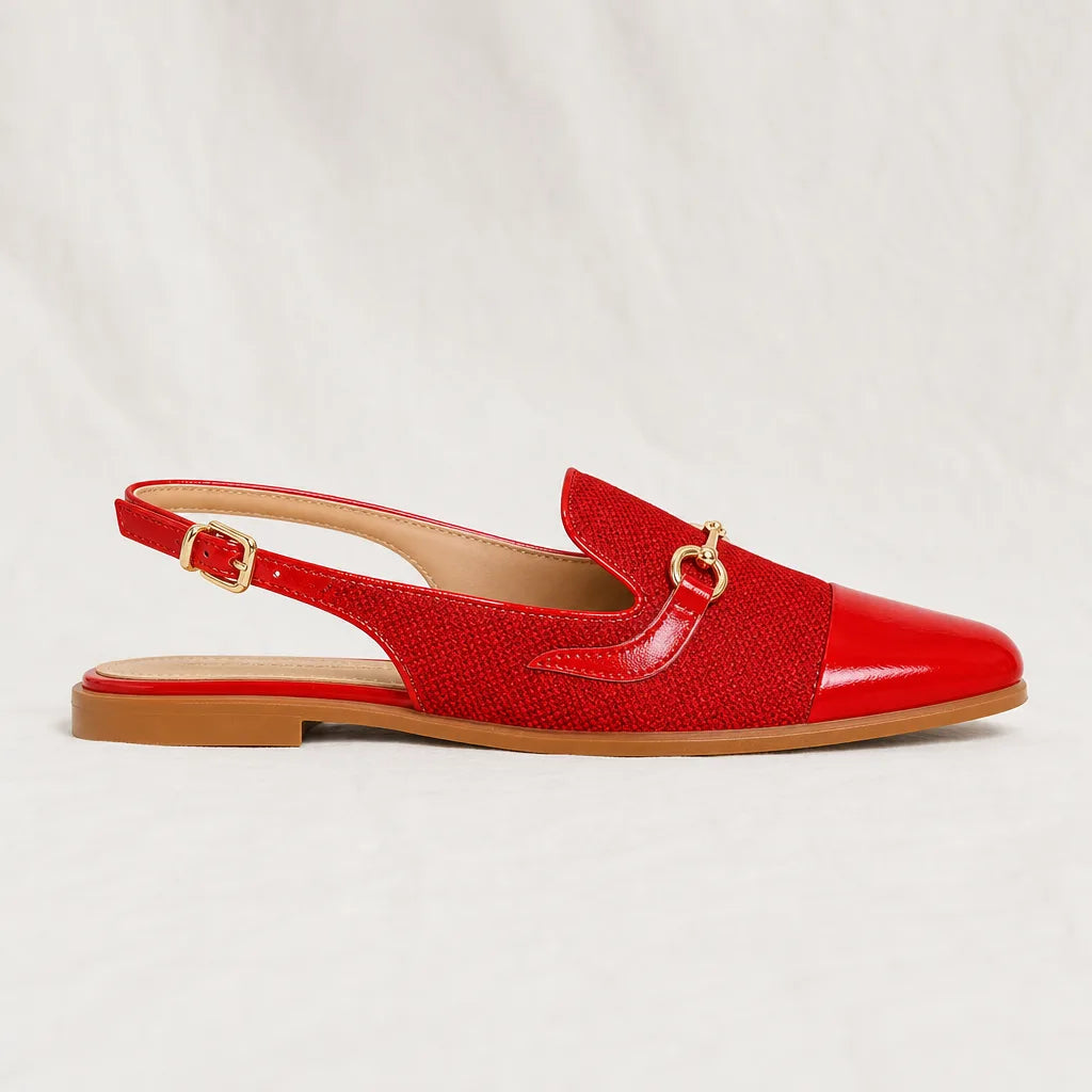Jessa Canvas Slingback Flats - Color:Red;Size:35