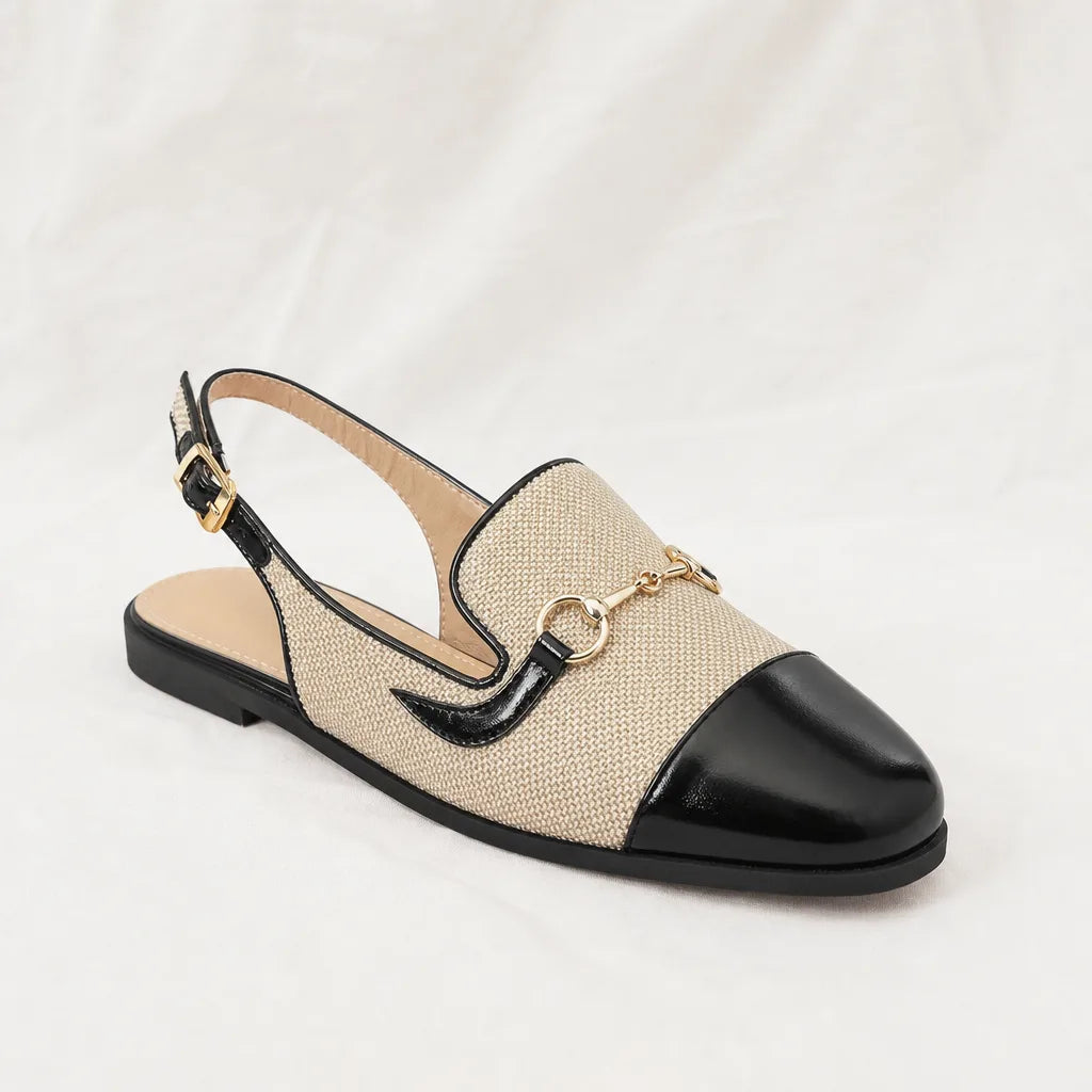 Solid Black Jessa Canvas Slingback Flats 1