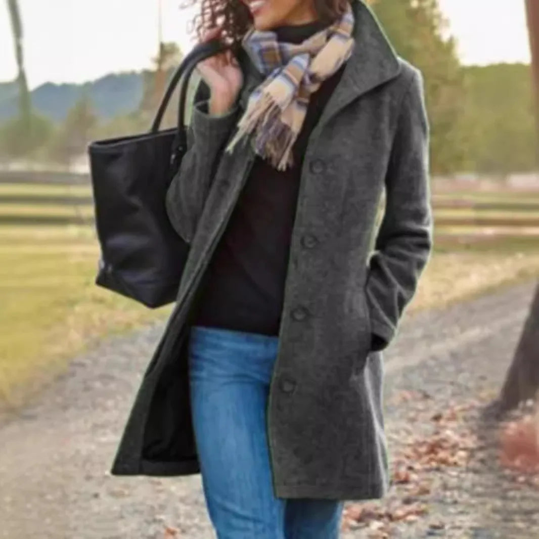 Jessica | Women's Warm Trench Coat  - Color:Gray;Size:XS