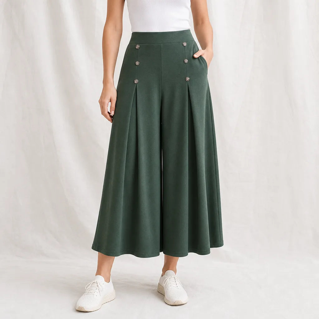 Kaia Drape Wide-Leg Trousers (Copy)