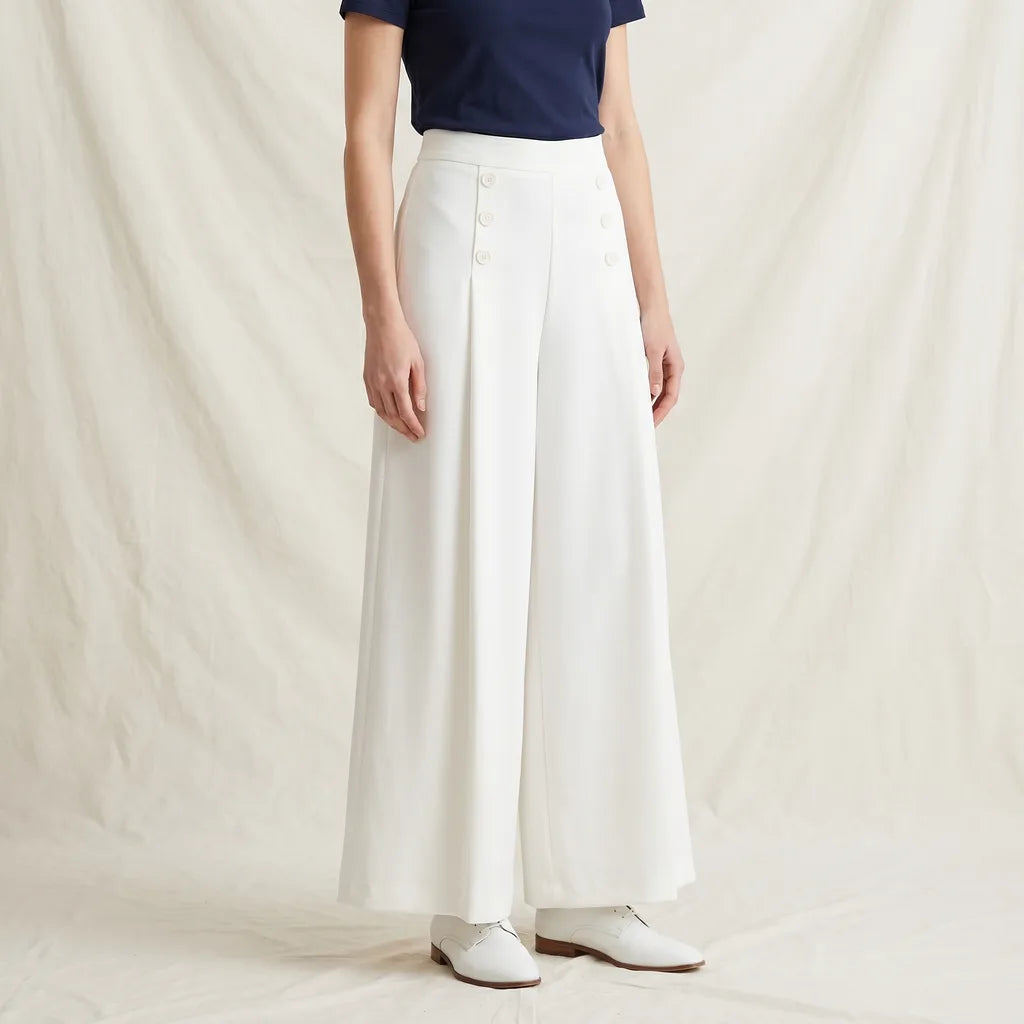 White Kaia Drape Wide-Leg Trousers (Copy) 3