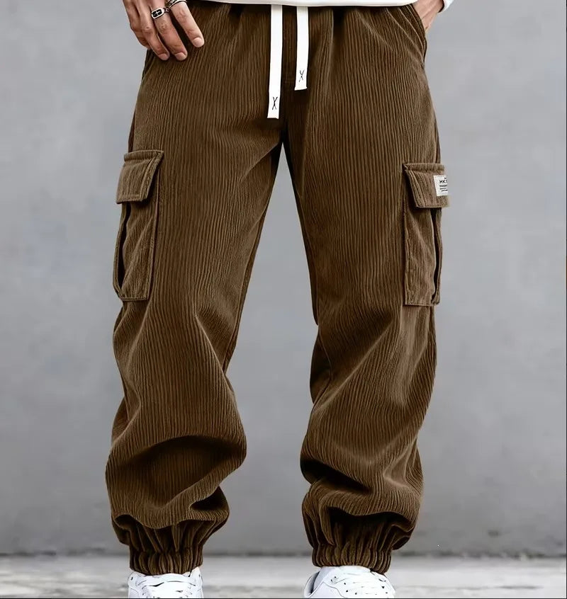 Jimmy | Men's Relaxed Cargo Trousers - Color:Brown;Size:XS