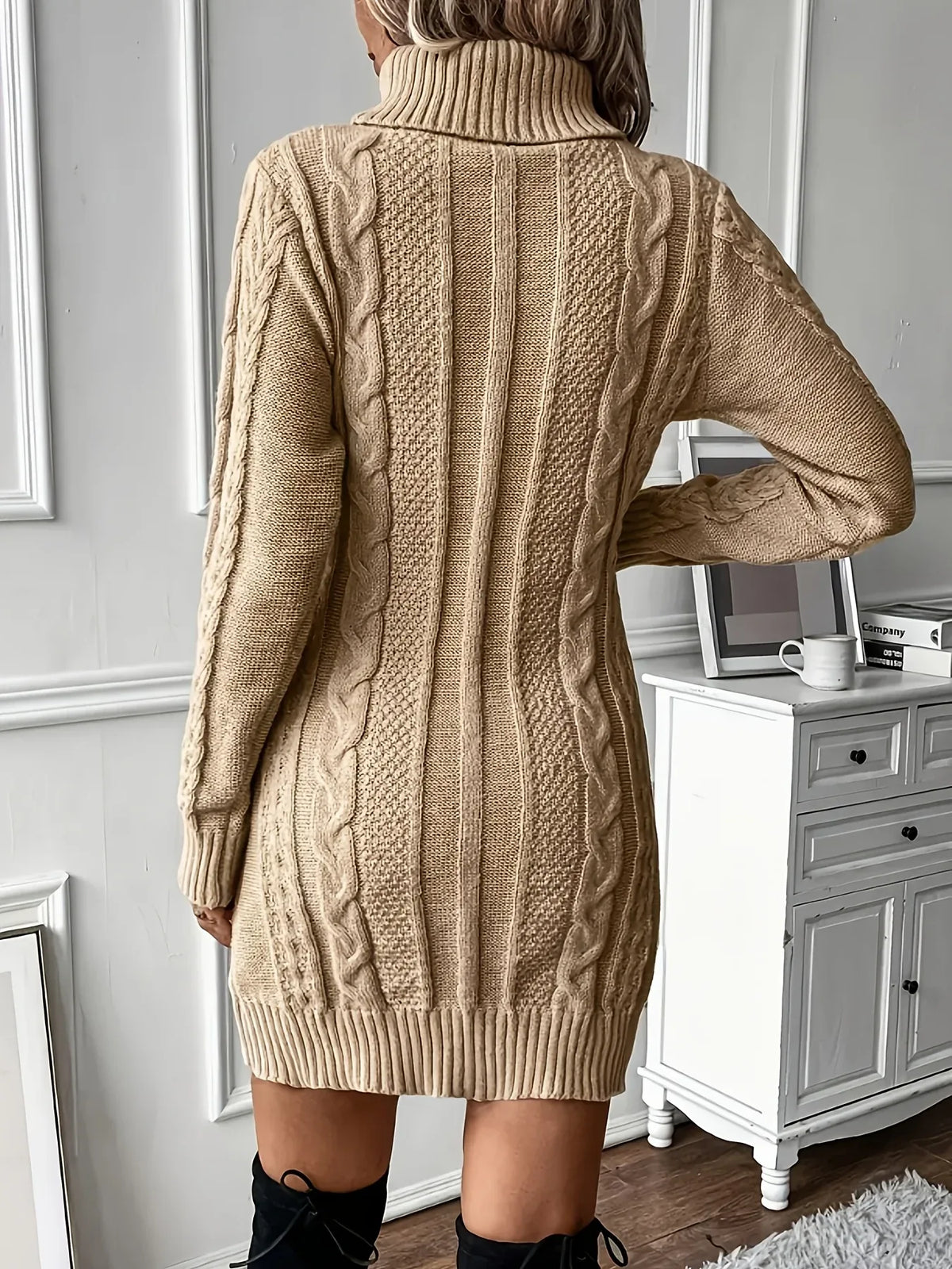 womens sweater dress khaki.webp