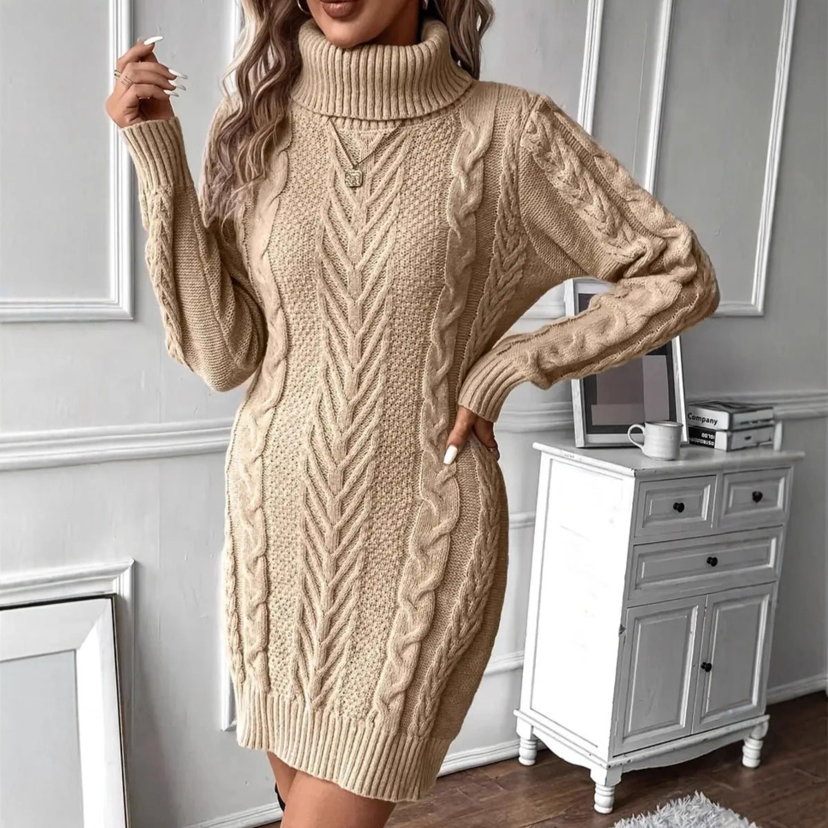 Women's Jordanne | Cosy Cable-Knitted Jumper Dress