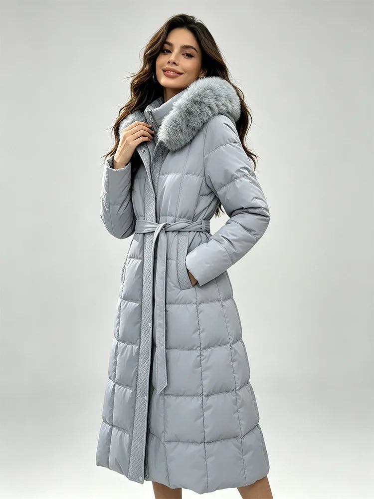 JuliJuliette | Women's Cosy Hooded Longline Coat - Color:Gray;Size:XS