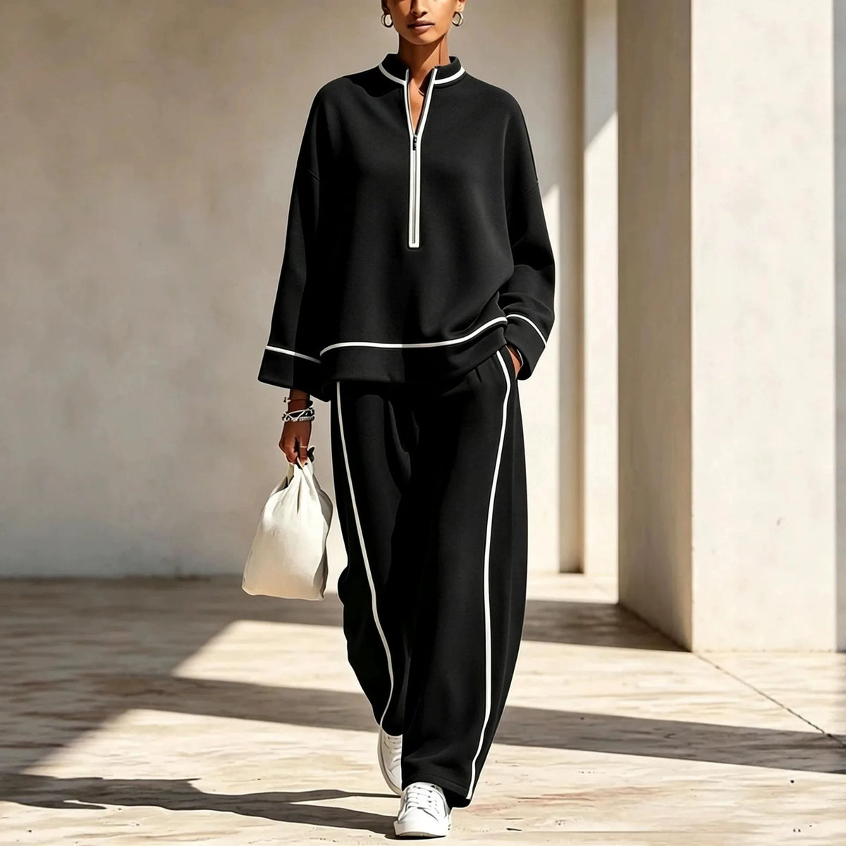 Julissa | Women's Half-Zip Tracksuit - Black