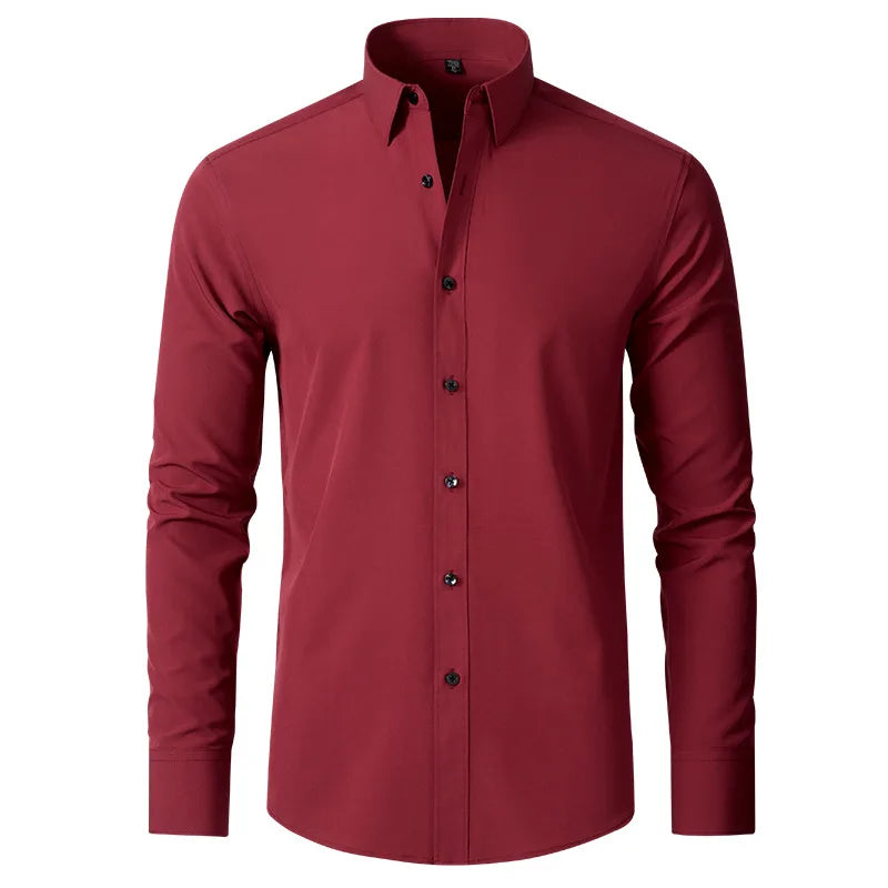 Juno Slim Stretch Shirt - Color:Burgundy;Size:XXS