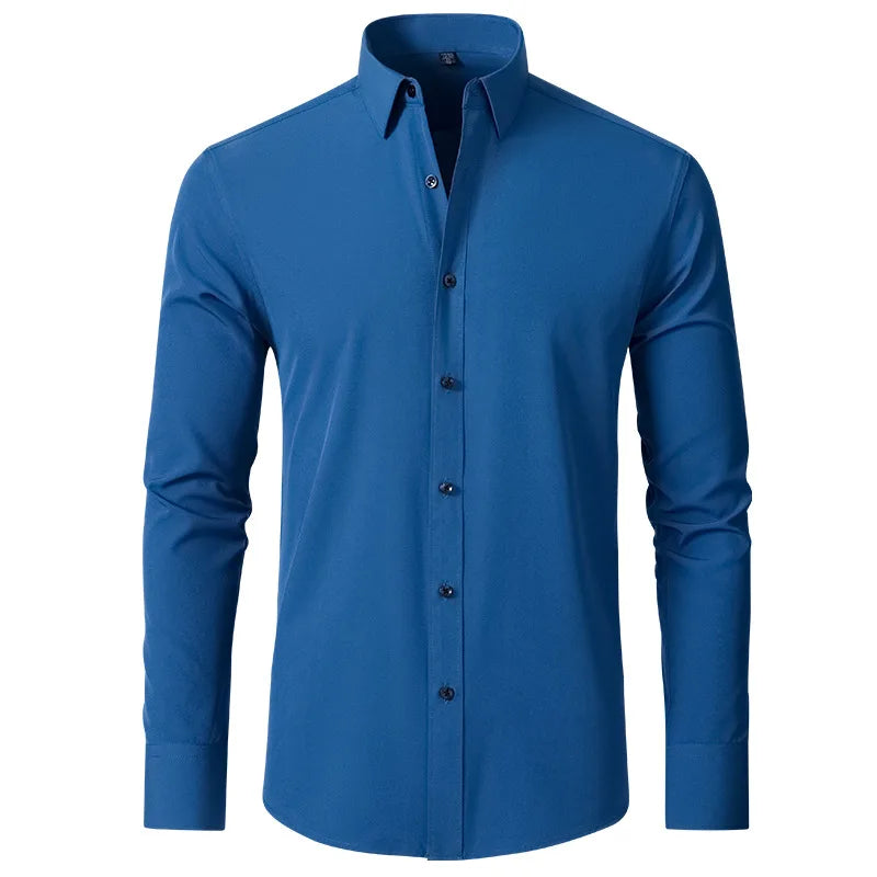 Juno Slim Stretch Shirt - Color:Deep Blue;Size:XXS