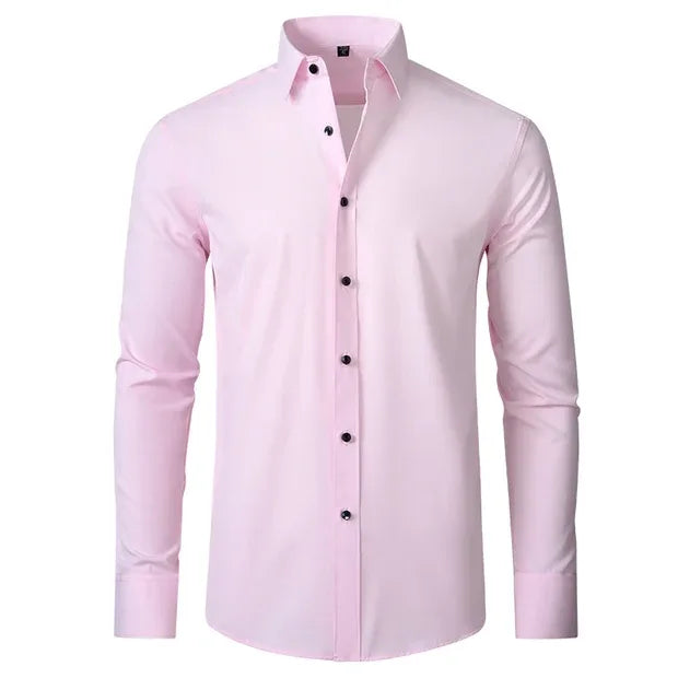 Juno Slim Stretch Shirt - Color:Pink;Size:XXS