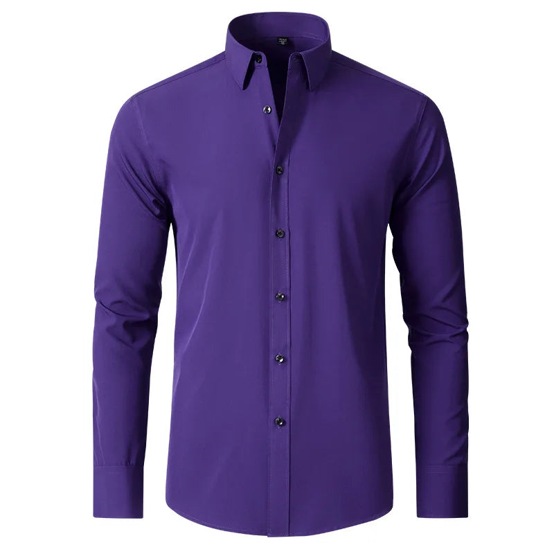 Juno Slim Stretch Shirt - Color:Purple;Size:XXS