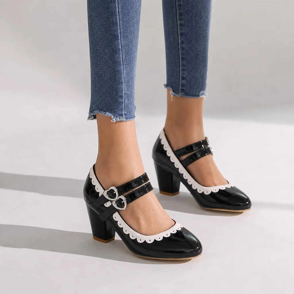 Kaiya | Women's Orthopedic Mary Jane Heels  - Color:Black;Size:35